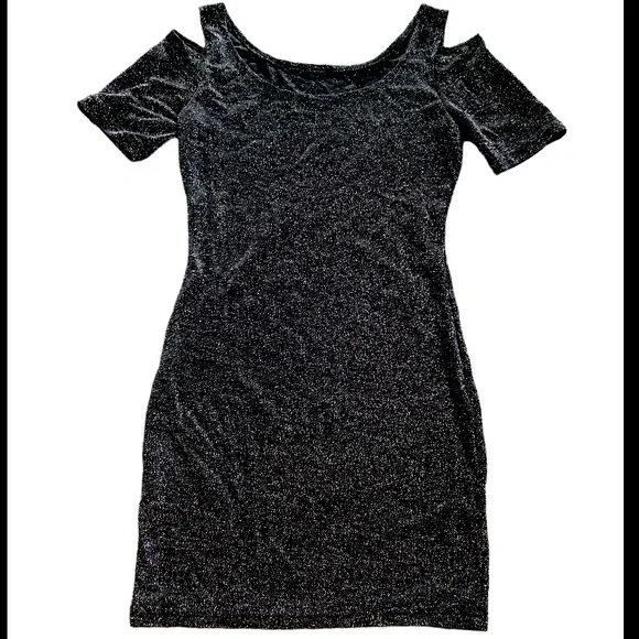 Fashion Nova | Dresses | Fashion Nova Black Mini Bodycon Dress With Silver  Metallic S | Poshmark